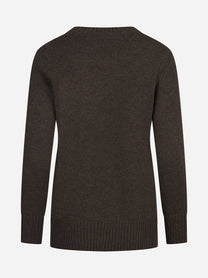 Maglia girocollo in lana e cashmere marrone - vista posteriore