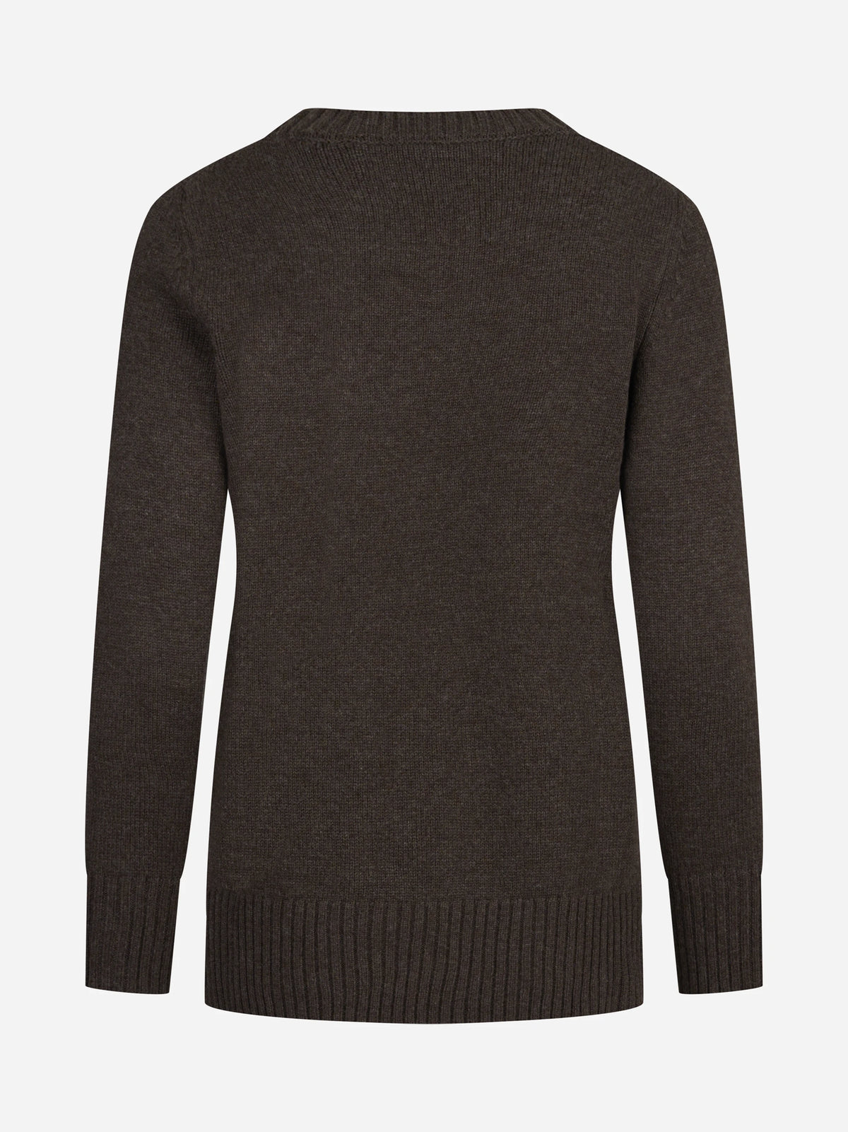 Maglia girocollo in lana e cashmere marrone - vista posteriore