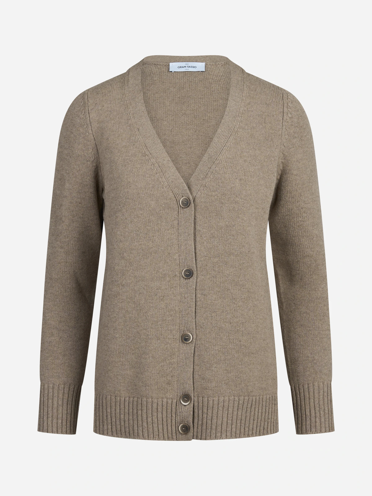 Cardigan in lana e cashmere marrone - vista frontale