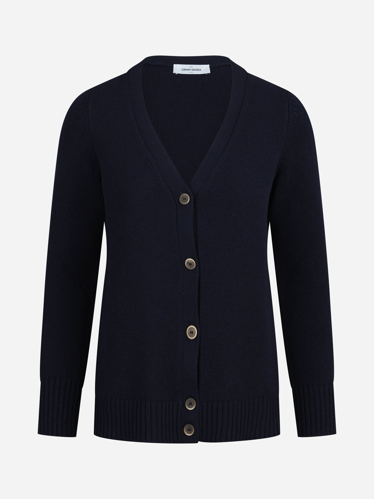 Cardigan in lana e cashmere blu - vista frontale