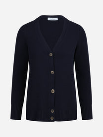 Cardigan in lana e cashmere blu - vista frontale