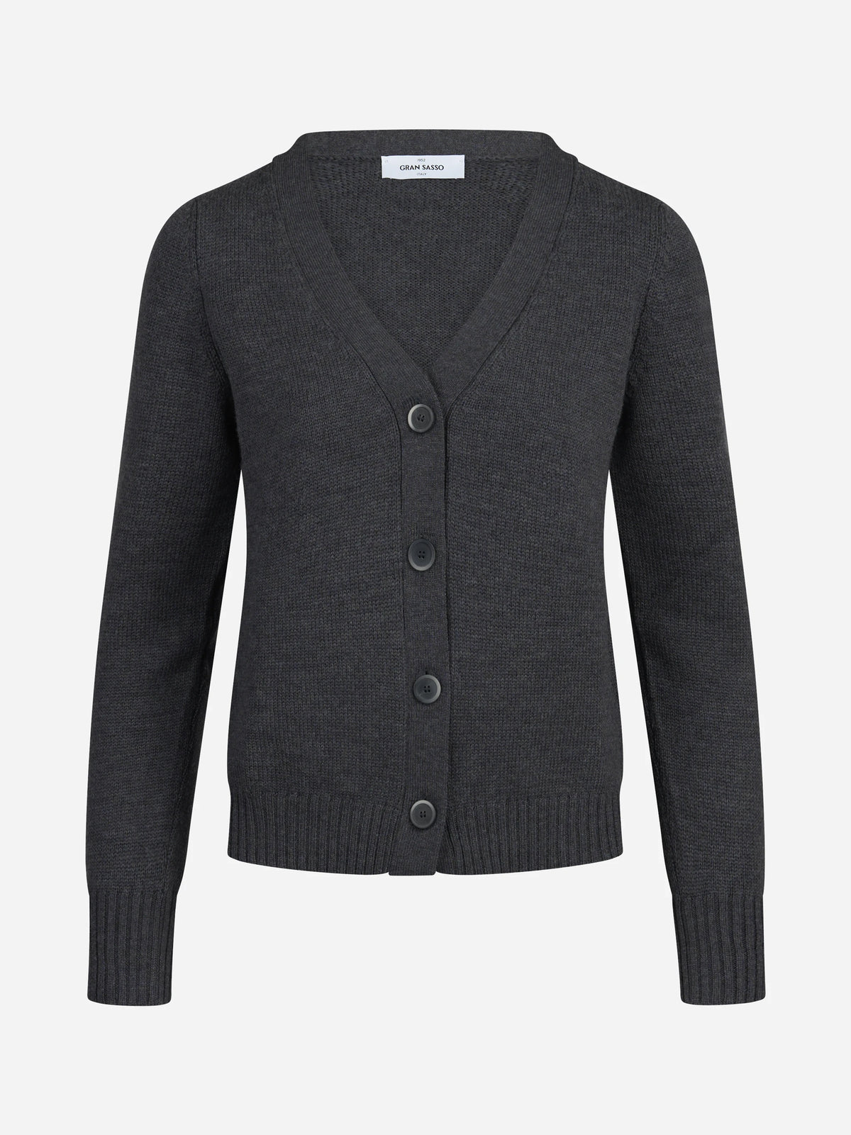 Cardigan corto in lana vergine grigio - vista frontale