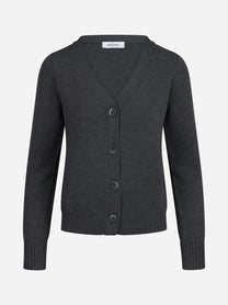 Cardigan corto in lana vergine grigio - vista frontale