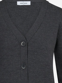 Cardigan corto in lana vergine grigio - dettaglio del prodotto