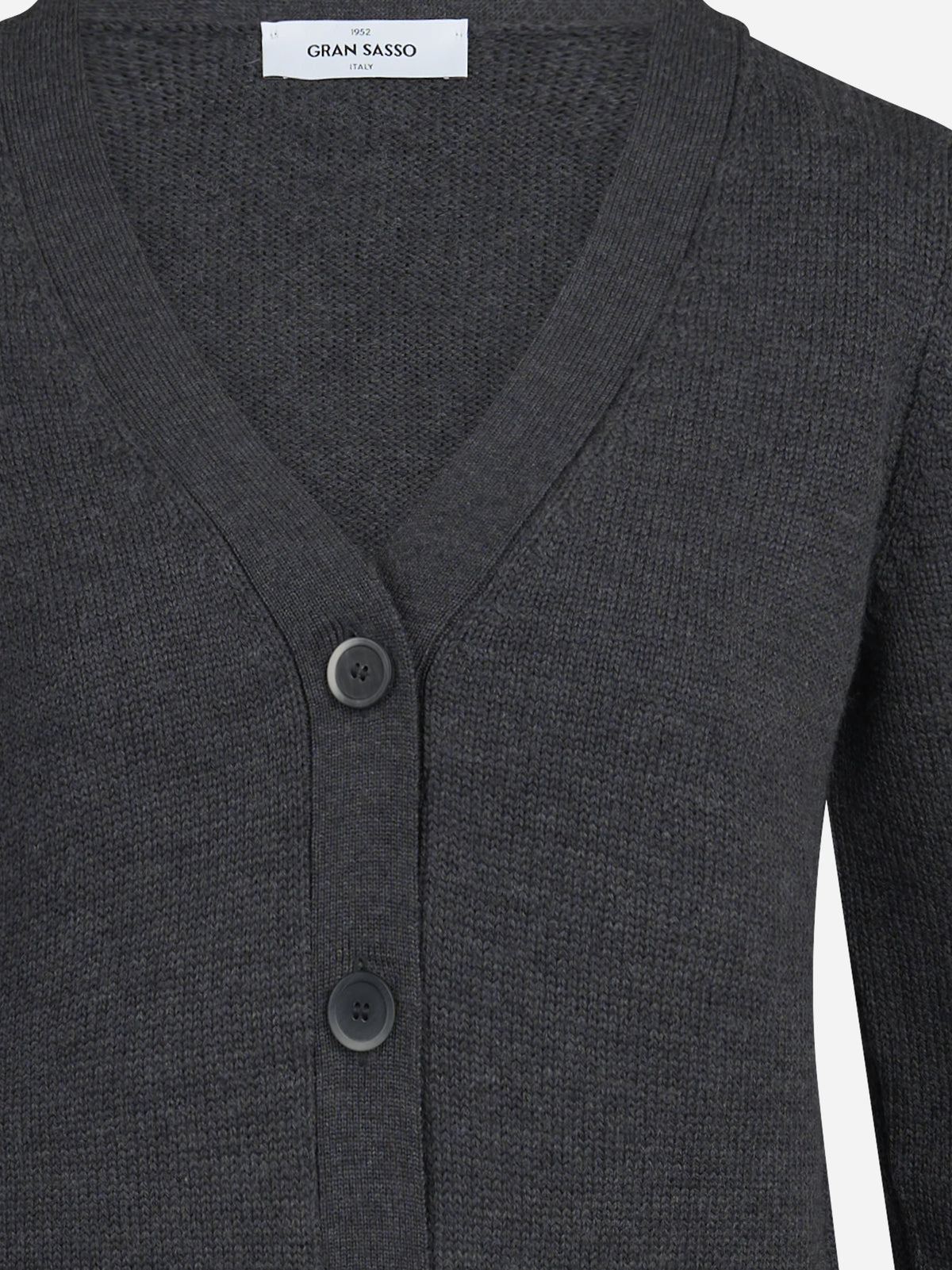 Cardigan corto in lana vergine grigio - dettaglio del prodotto