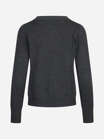 Cardigan corto in lana vergine grigio - vista posteriore