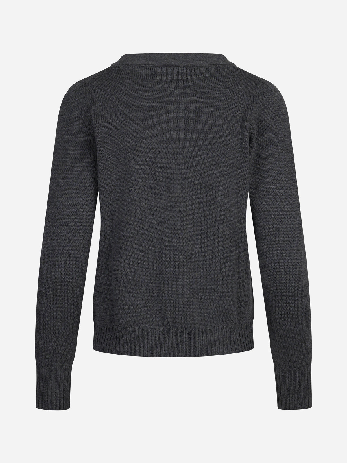 Cardigan corto in lana vergine grigio - vista posteriore