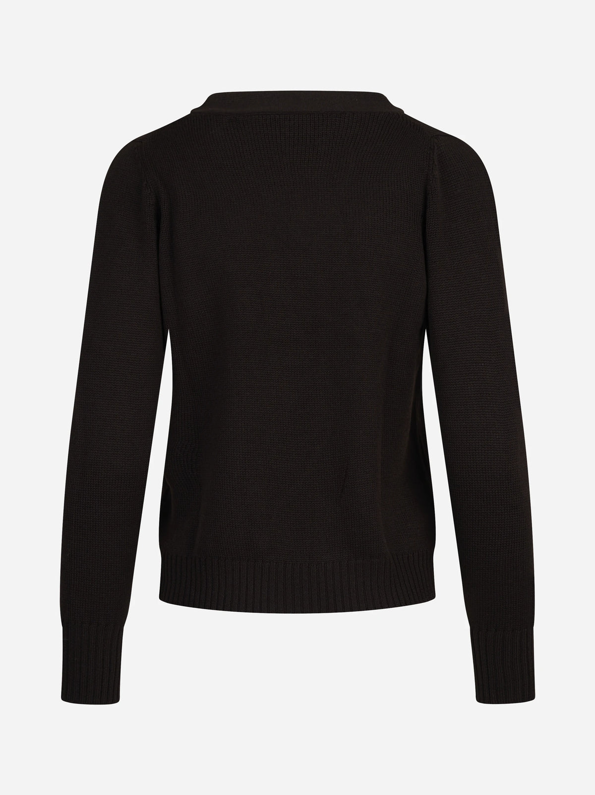 Cardigan corto in lana vergine marrone - vista posteriore