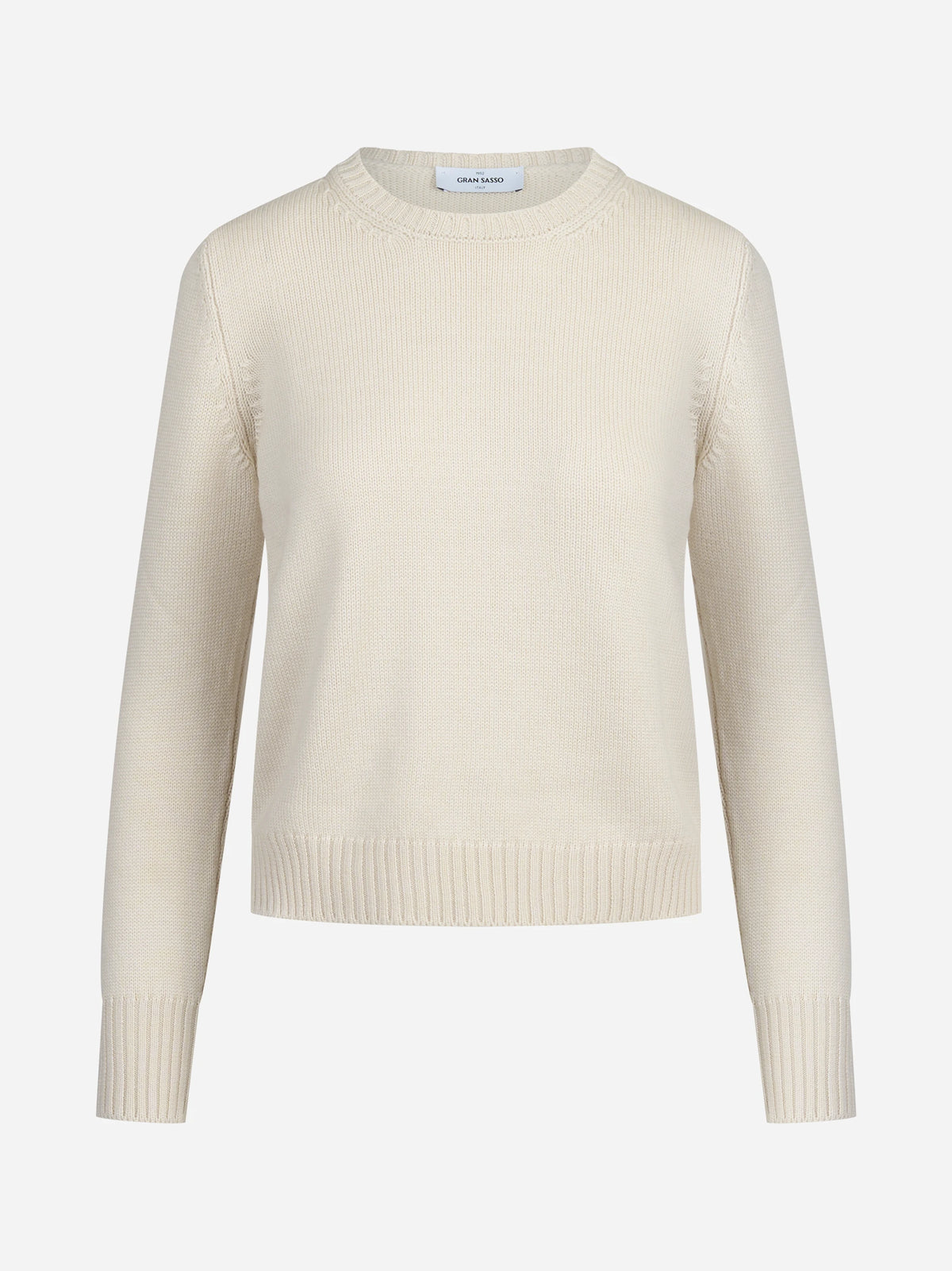 Maglia girocollo in lana vergine bianco - vista frontale