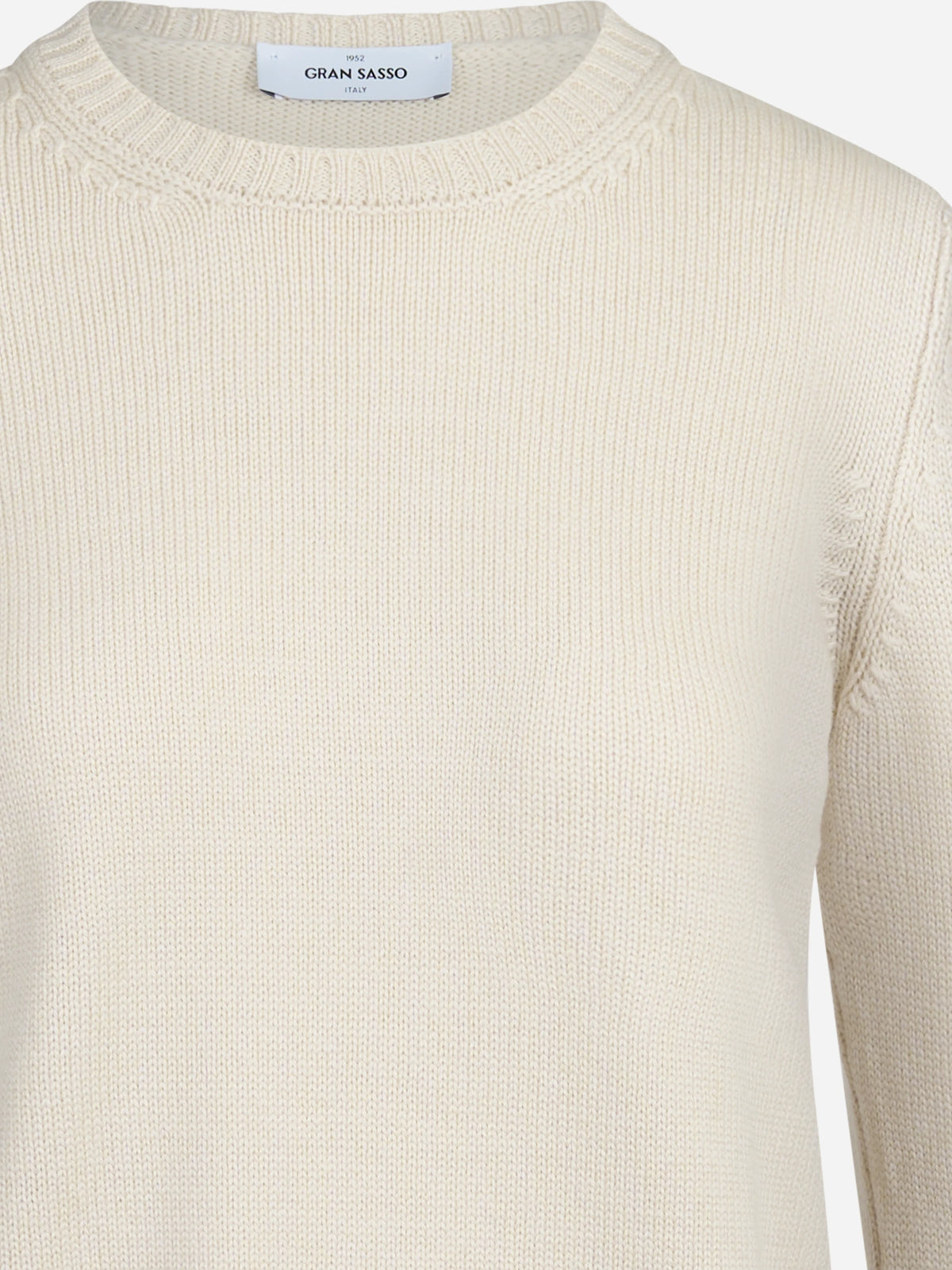 Maglia girocollo in lana vergine bianco - dettaglio del prodotto