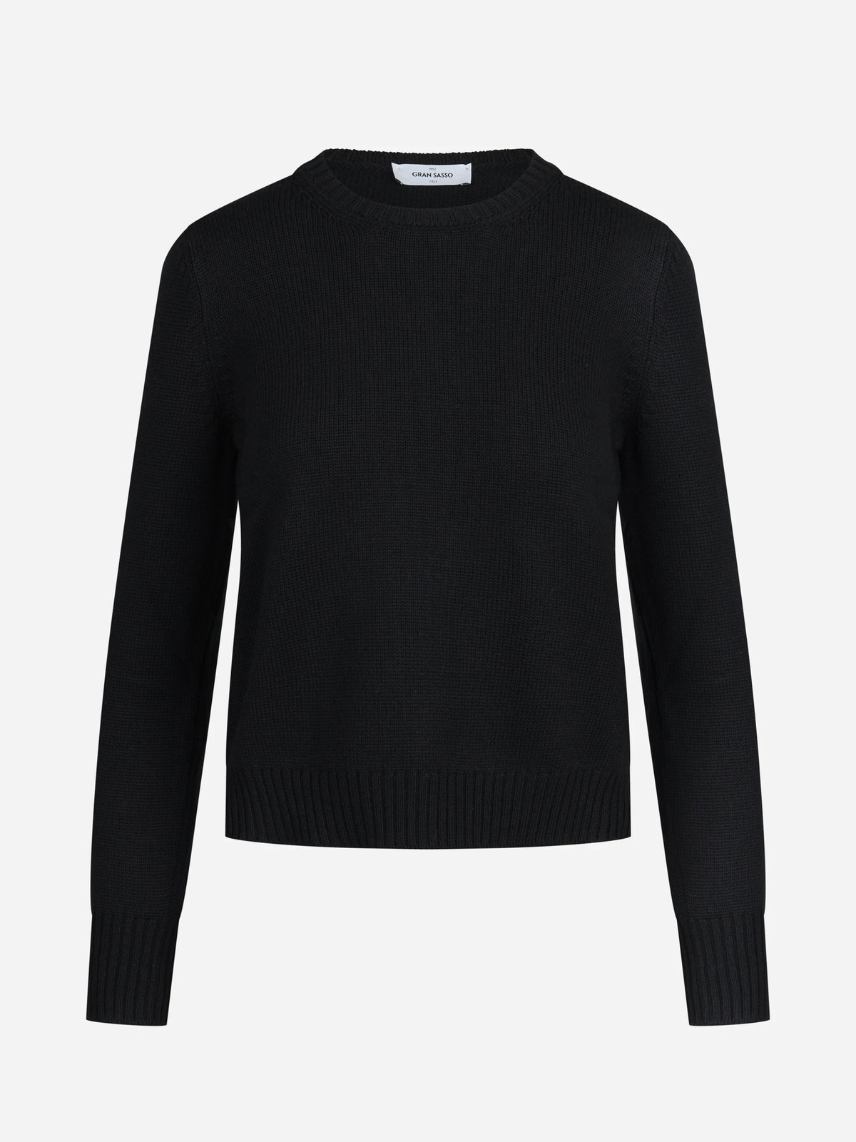Maglia girocollo in lana vergine nero - vista frontale