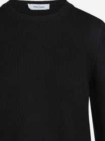 Maglia girocollo in lana vergine nero - dettaglio del prodotto