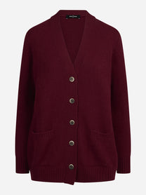 Cardigan lungo in cashmere bordeaux - vista frontale