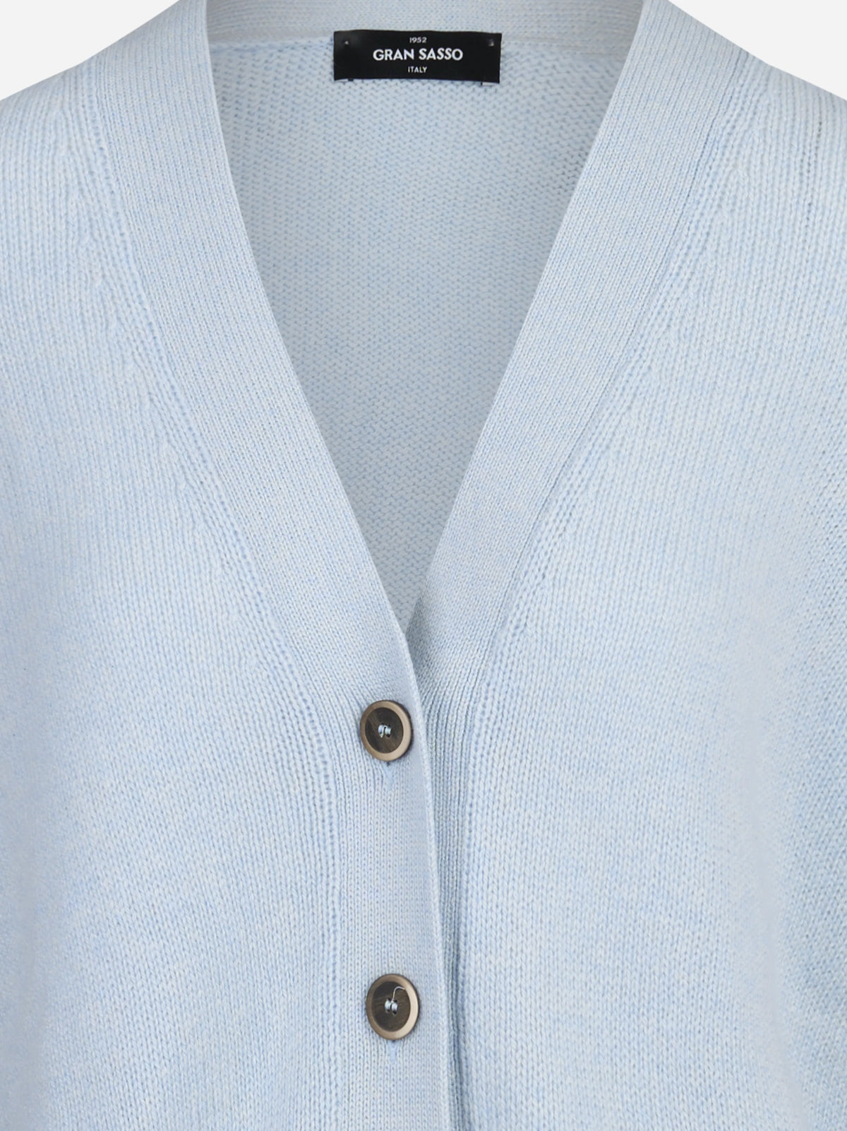 Cardigan lungo con tasche celeste GRAN SASSO - dettaglio