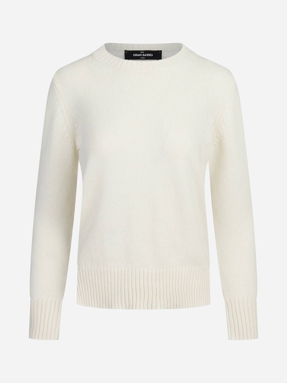 Maglia girocollo in cashmere bianco - vista frontale