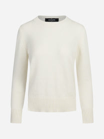 Maglia girocollo in cashmere bianco - vista frontale