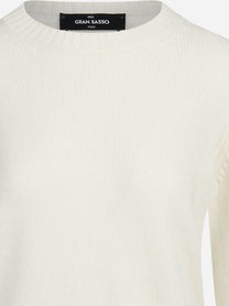 Maglia girocollo in cashmere bianco - dettaglio del prodotto