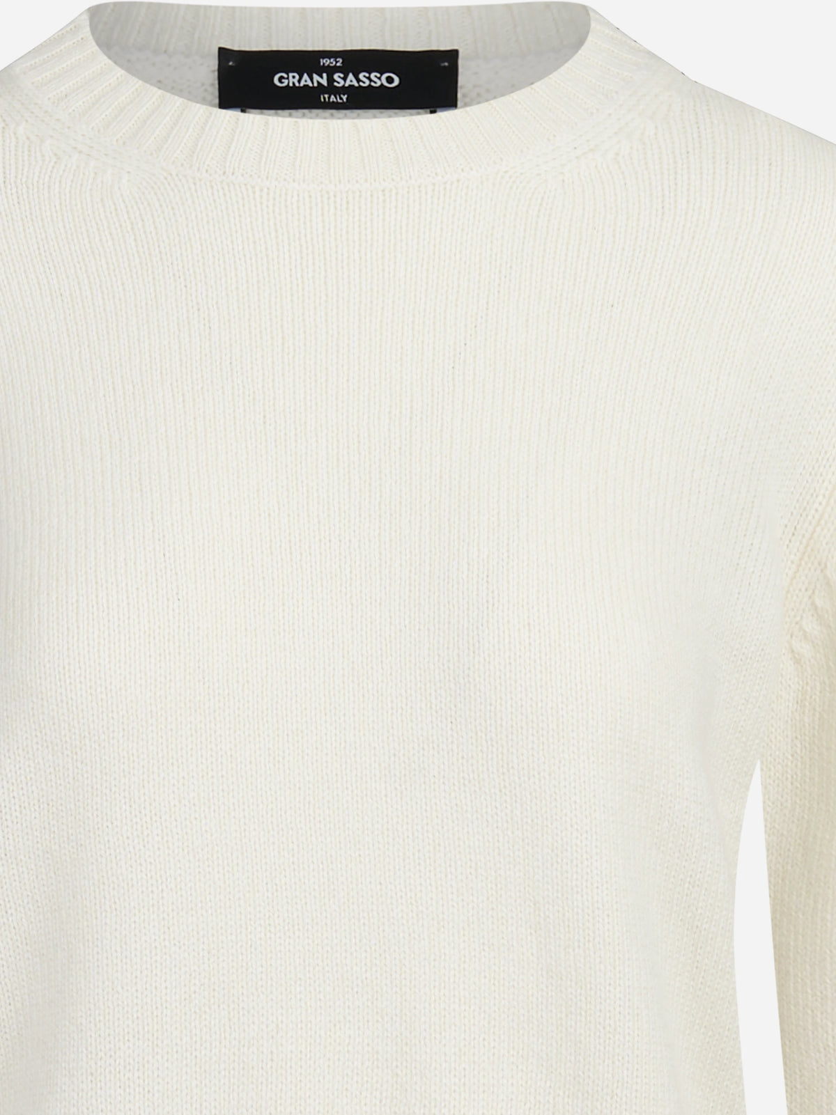 Maglia girocollo in cashmere bianco - dettaglio del prodotto