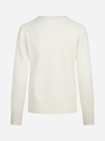 Maglia girocollo in cashmere bianco - vista posteriore