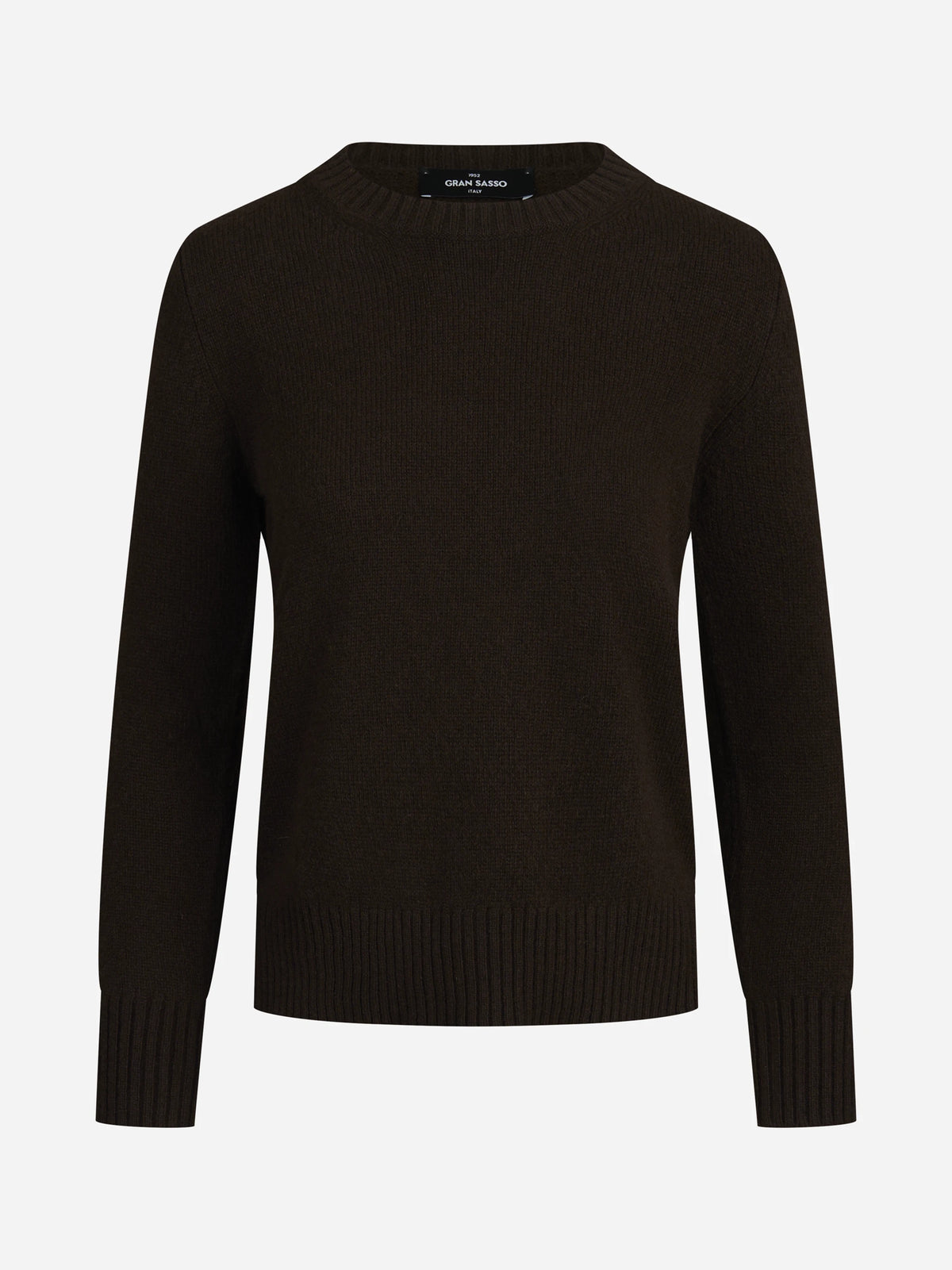 Maglia girocollo in cashmere marrone - vista frontale
