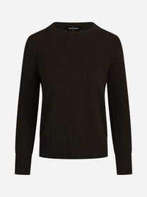 Maglia girocollo in cashmere marrone - vista frontale