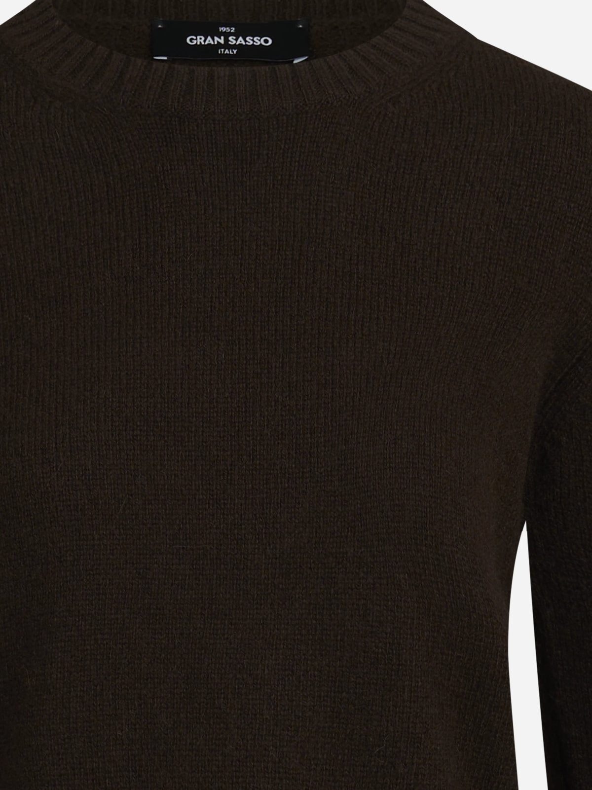 Maglia girocollo in cashmere marrone - dettaglio del prodotto