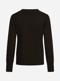 Maglia girocollo in cashmere marrone - vista posteriore