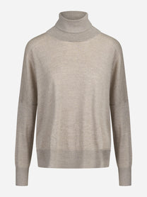 Dolcevita oversize in lana vergine marrone - vista frontale