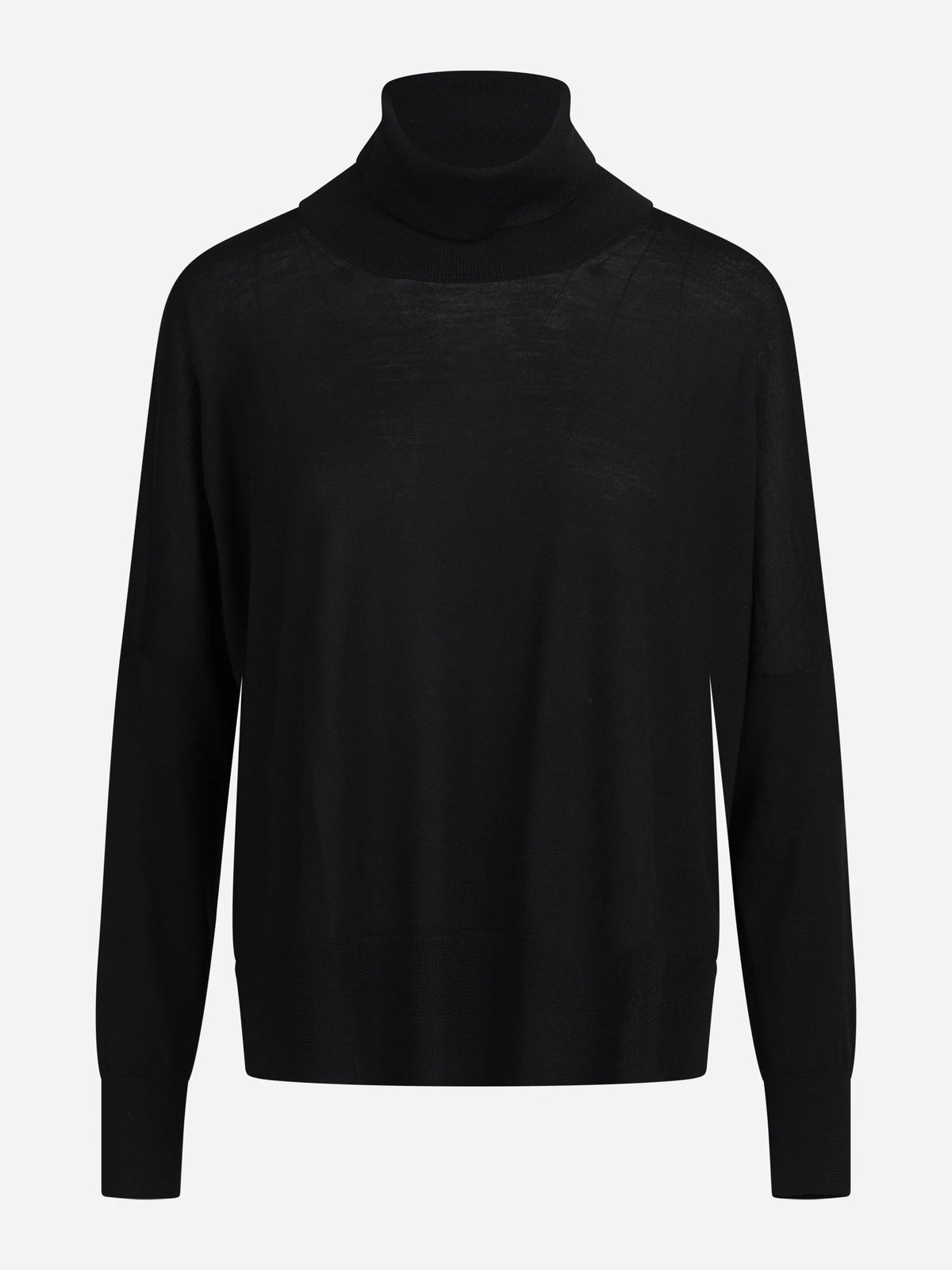 Dolcevita oversize in lana vergine nero - vista frontale