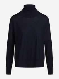 Dolcevita oversize in lana vergine blu - vista frontale