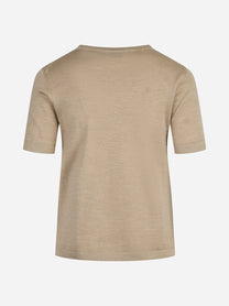 Maglia girocollo in lana e seta beige - dettaglio del prodotto