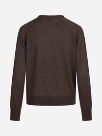 Maglia con scollo a V in lana e seta bordeaux - vista posteriore