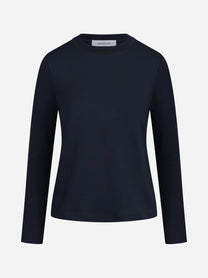 Maglia girocollo con dettaglio luminoso blu - vista frontale