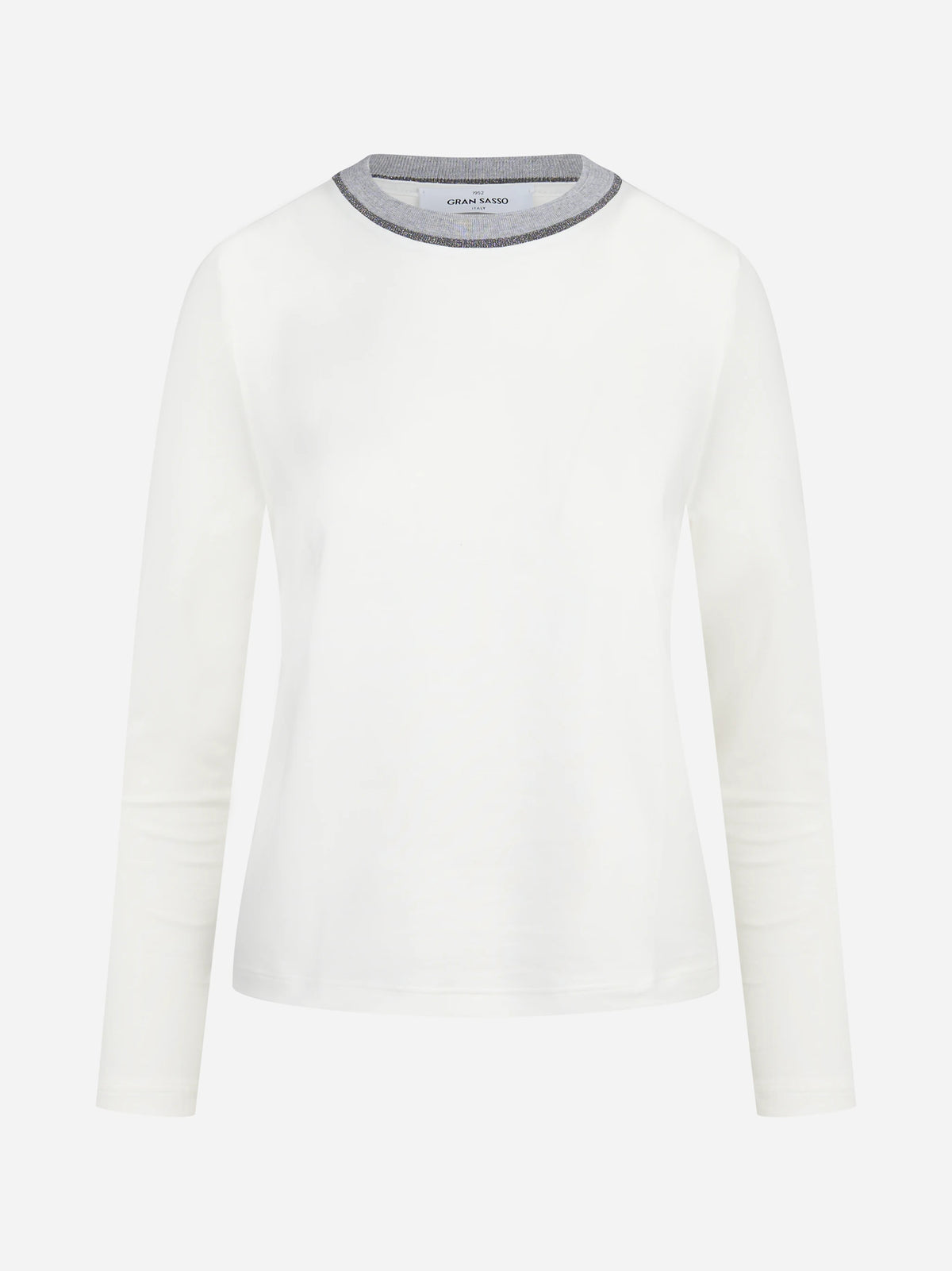 Maglia girocollo con dettaglio luminoso bianco - vista frontale