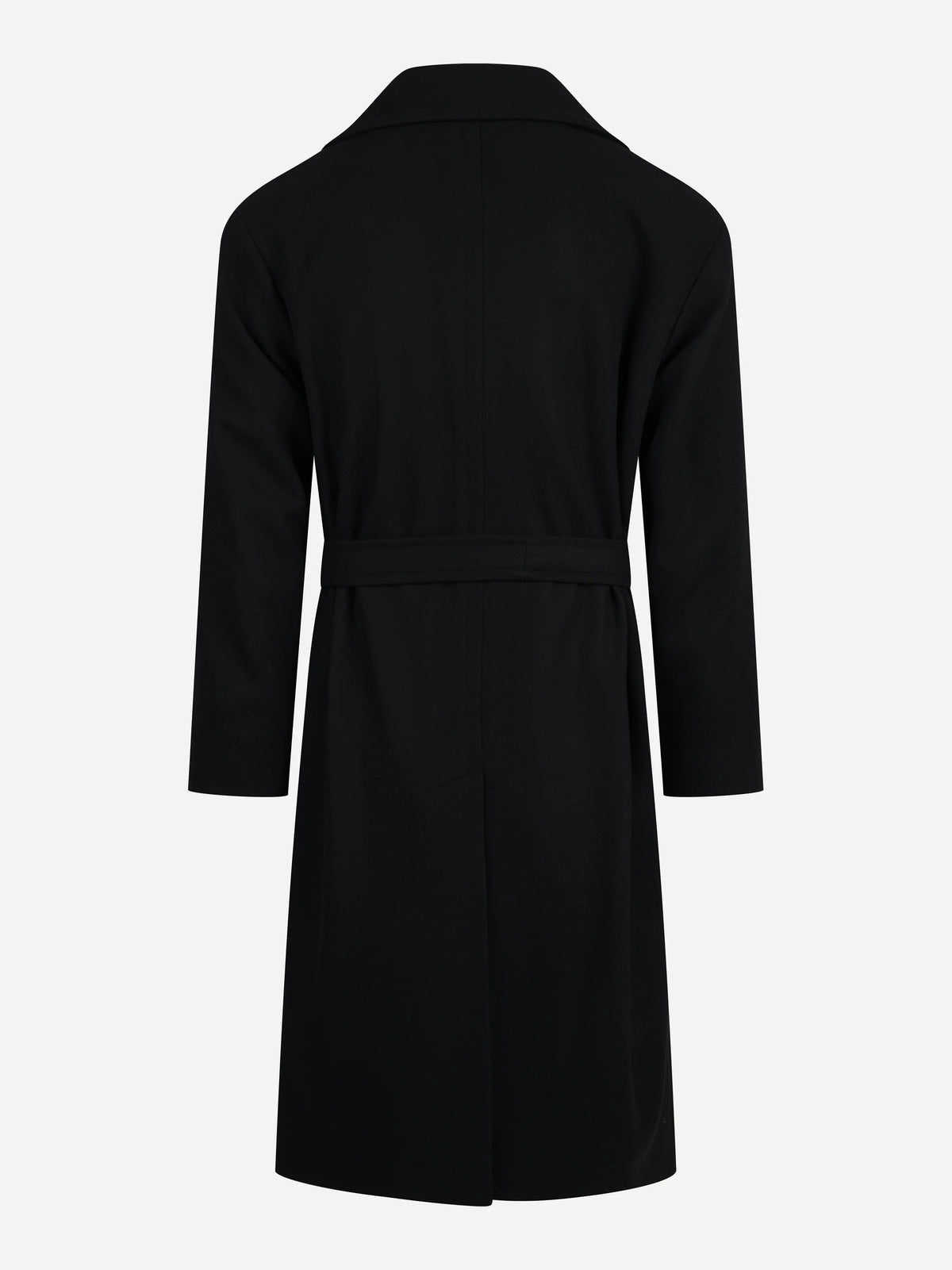 Cappotto Ostuni con cintura in lana nero - vista posteriore