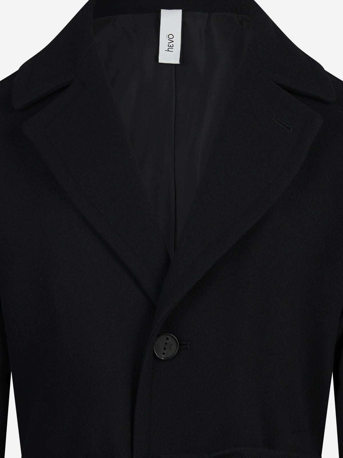 Cappotto Ostuni con cintura in lana nero - dettaglio del prodotto