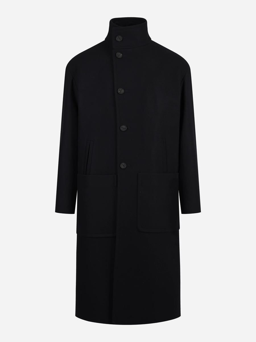 Cappotto Savelletri in lana idrorepellente blu - vista frontale