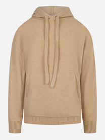Hoodie in cashmere e seta beige LANEUS fronte