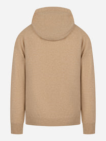 Hoodie in cashmere e seta beige LANEUS retro