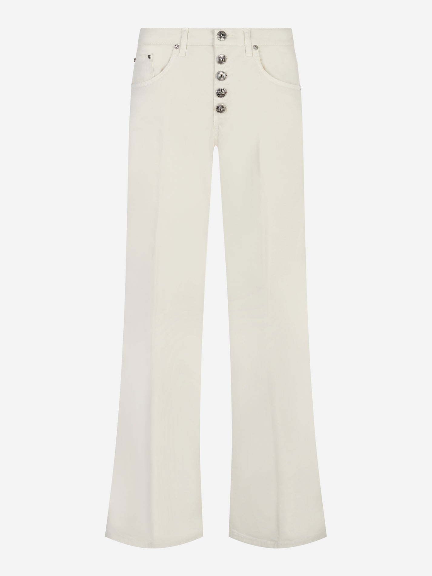 Jeans bianchi con bottoni gioiello Dondup fronte