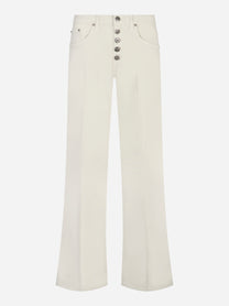 Jeans bianchi con bottoni gioiello Dondup fronte