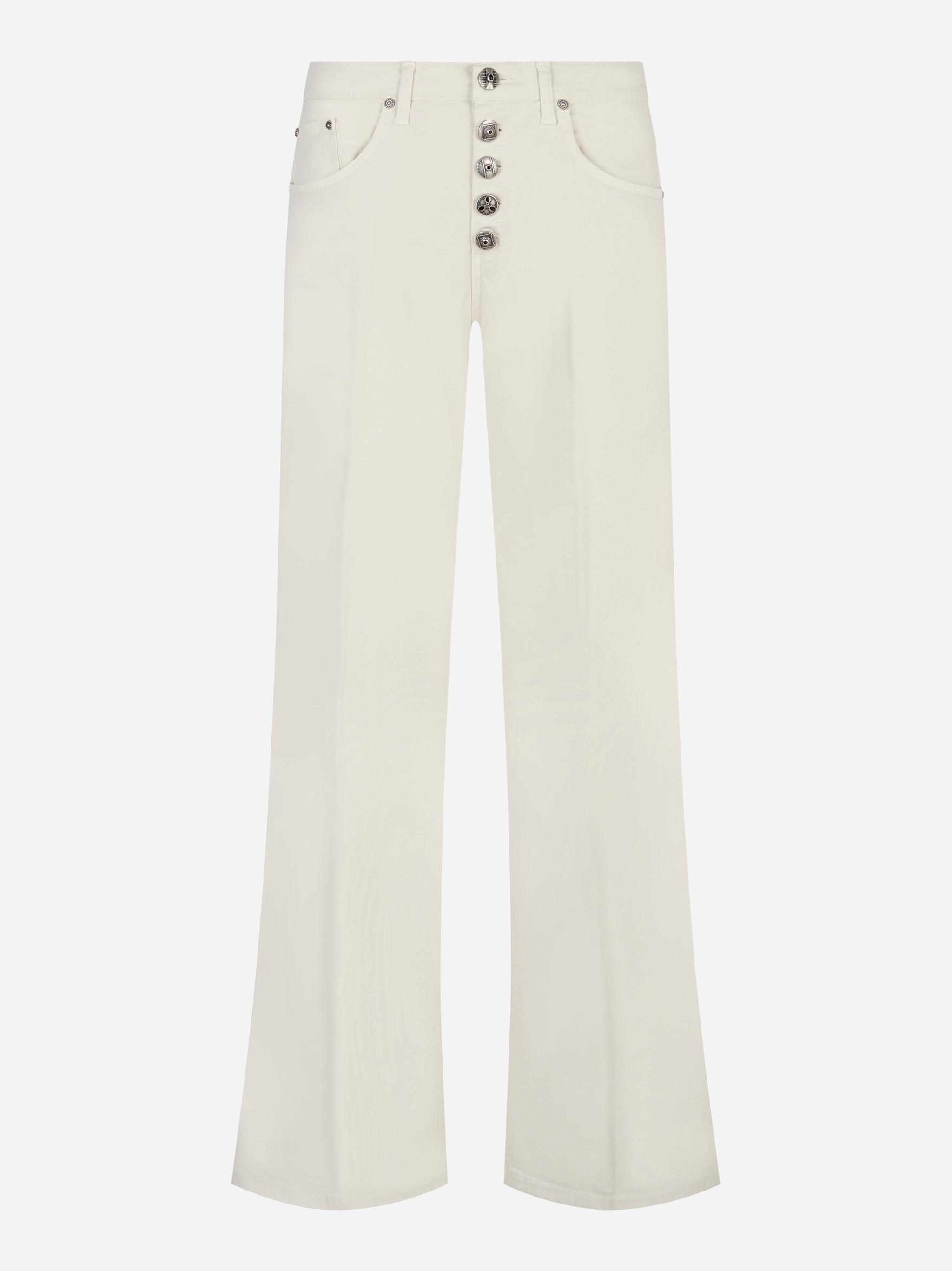 Jeans bianchi con bottoni gioiello Dondup fronte