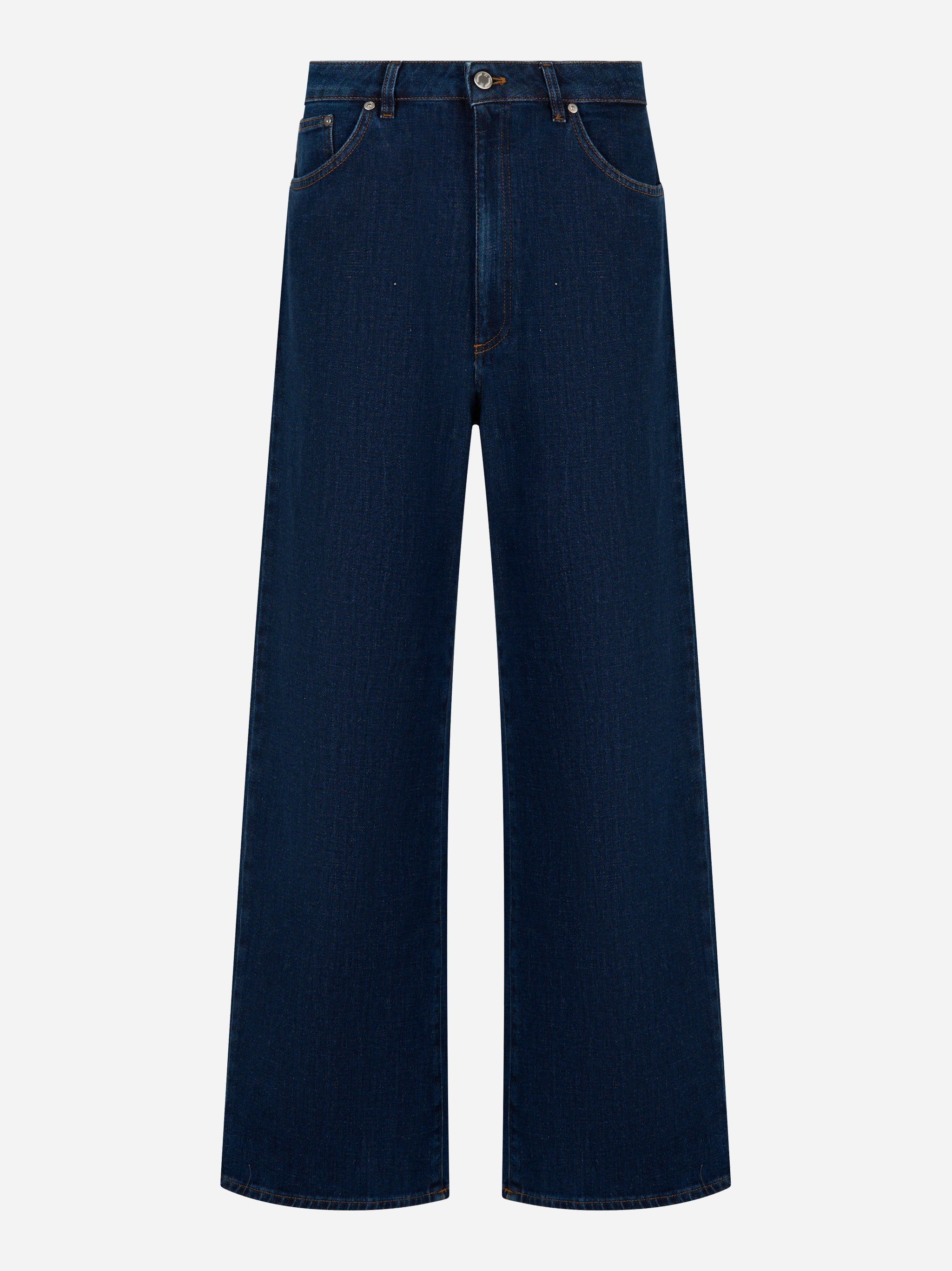Jeans in denim blu scuro modello loose fit PT TORINO - vista frontale