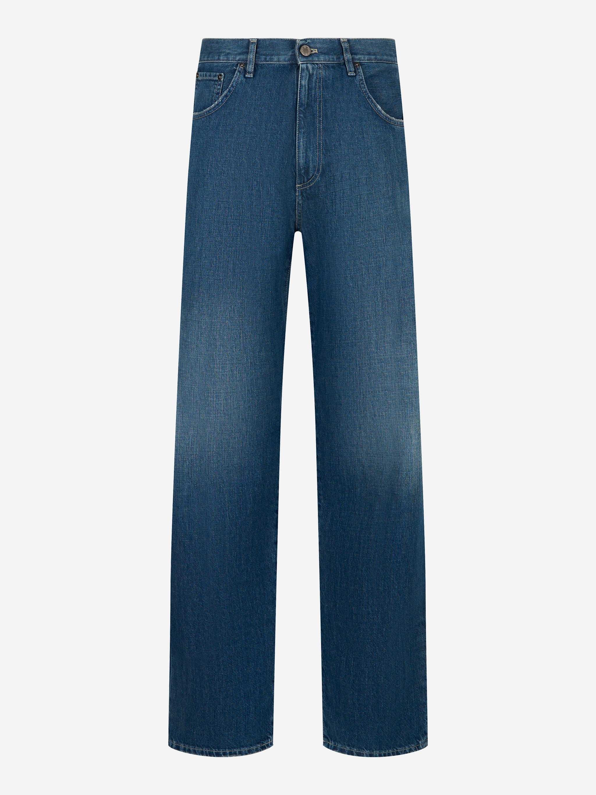 Jeans loose fit in denim blu da uomo PT Torino, vista frontale