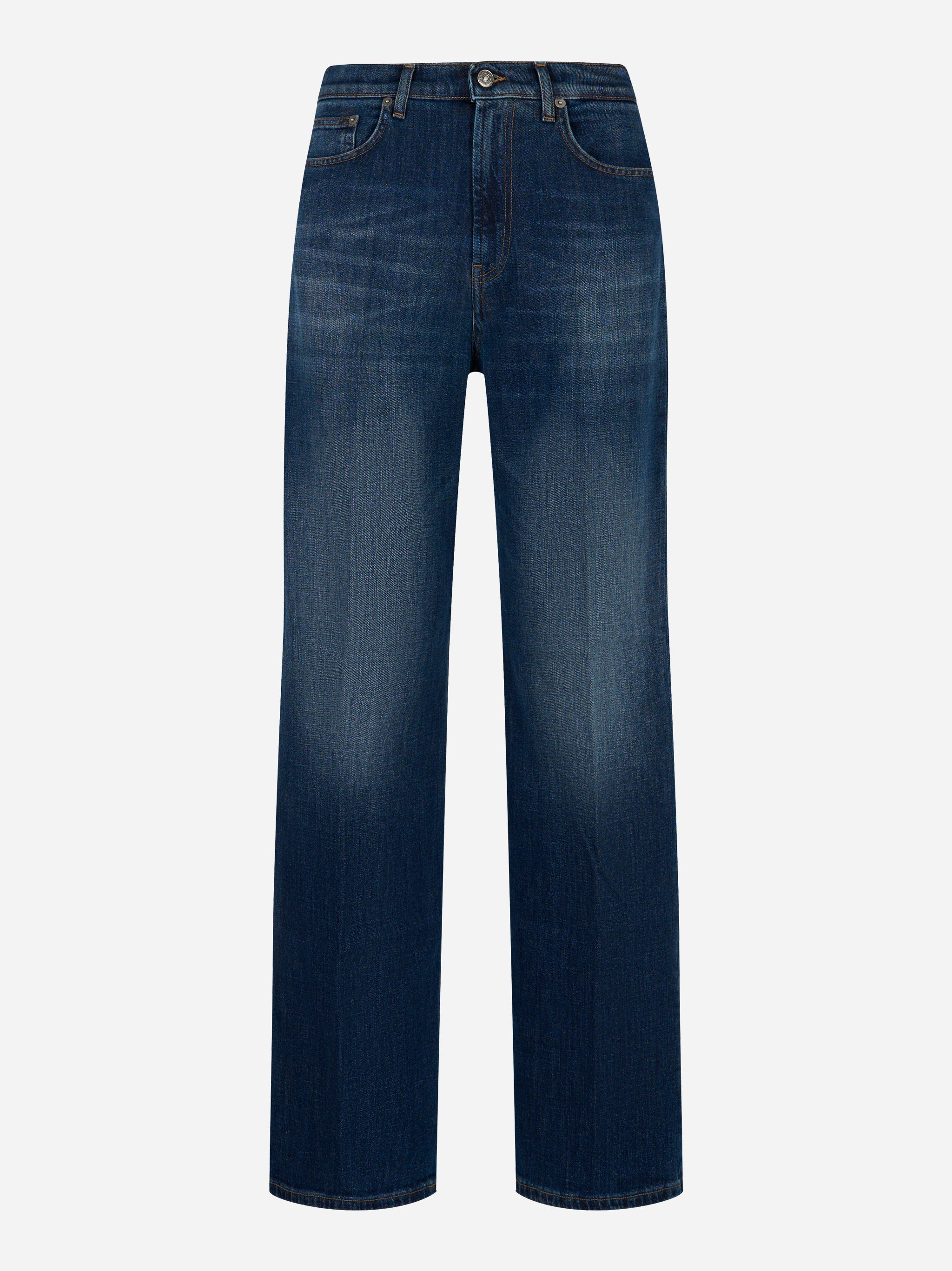 Jeans Francine wide leg in denim blu Dondup con effetto slavato