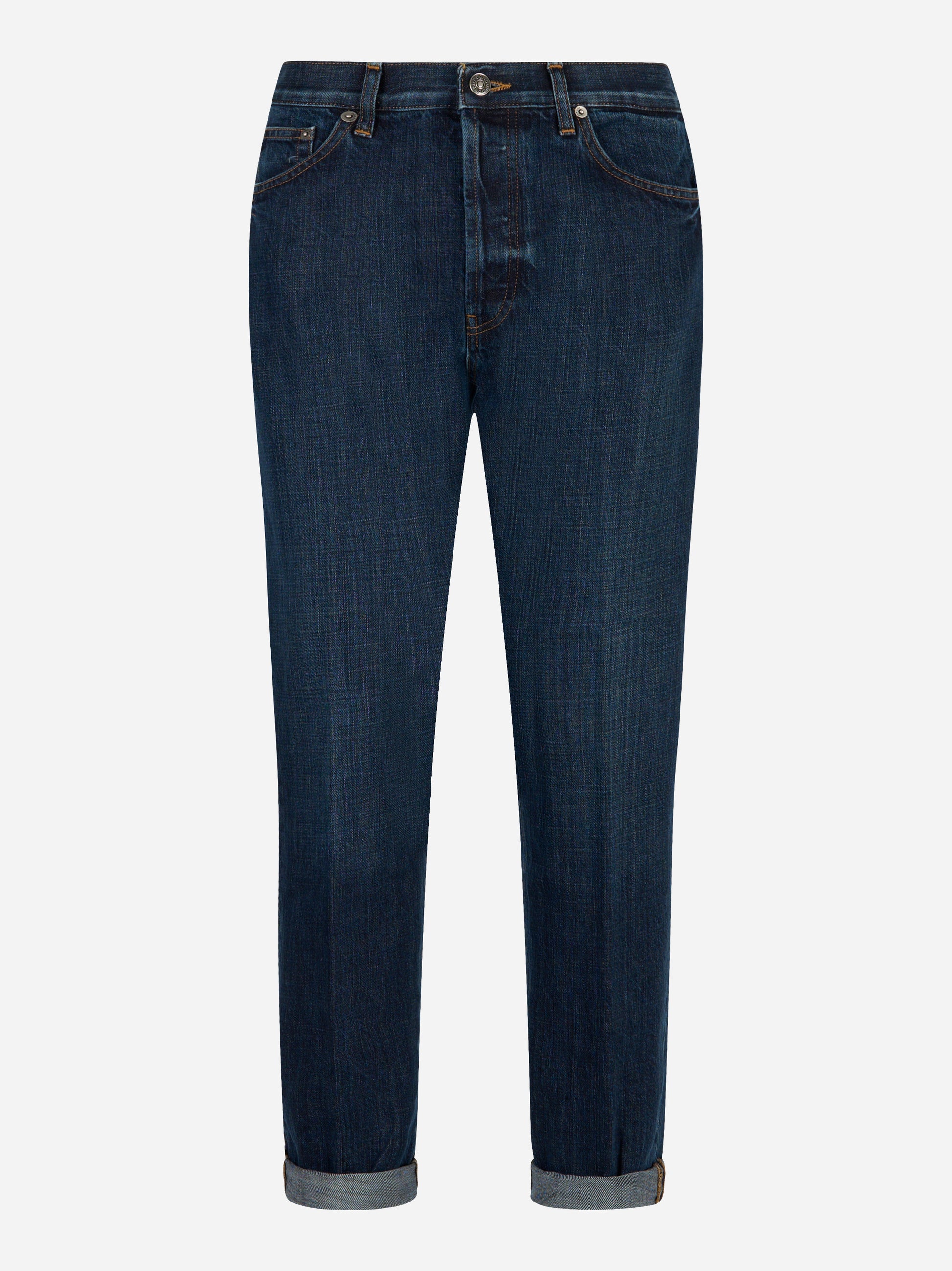 Jeans Icon in denim blu scuro con risvolto visibile Dondup vista frontale
