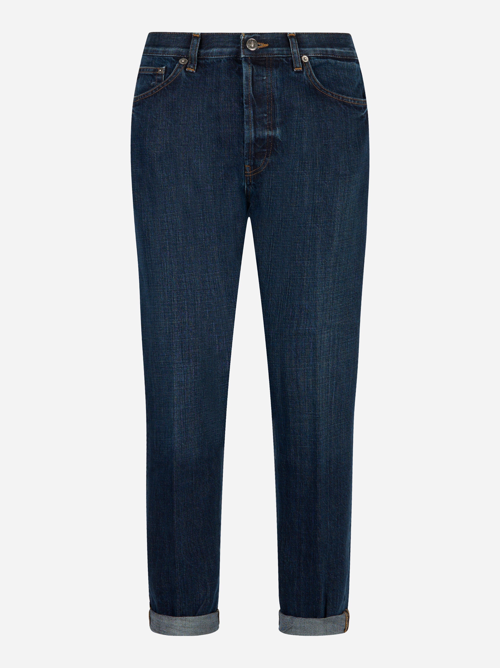 Jeans Icon in denim blu scuro con risvolto visibile Dondup vista frontale