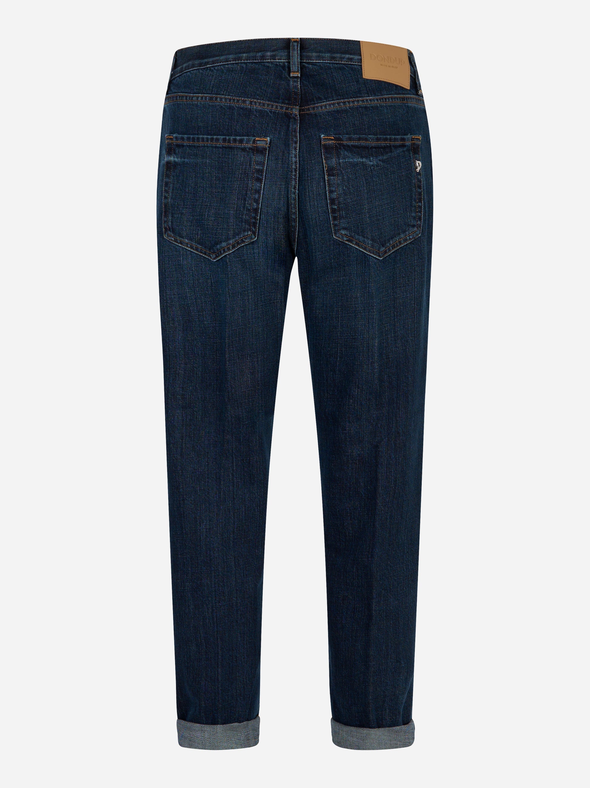 Jeans Icon in denim blu scuro con tasche posteriori e salpa Dondup vista retro