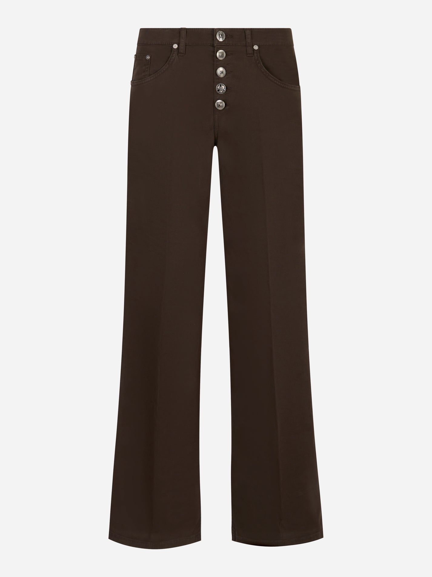 Jeans marrone Jacklyn a zampa con bottoni gioiello Dondup