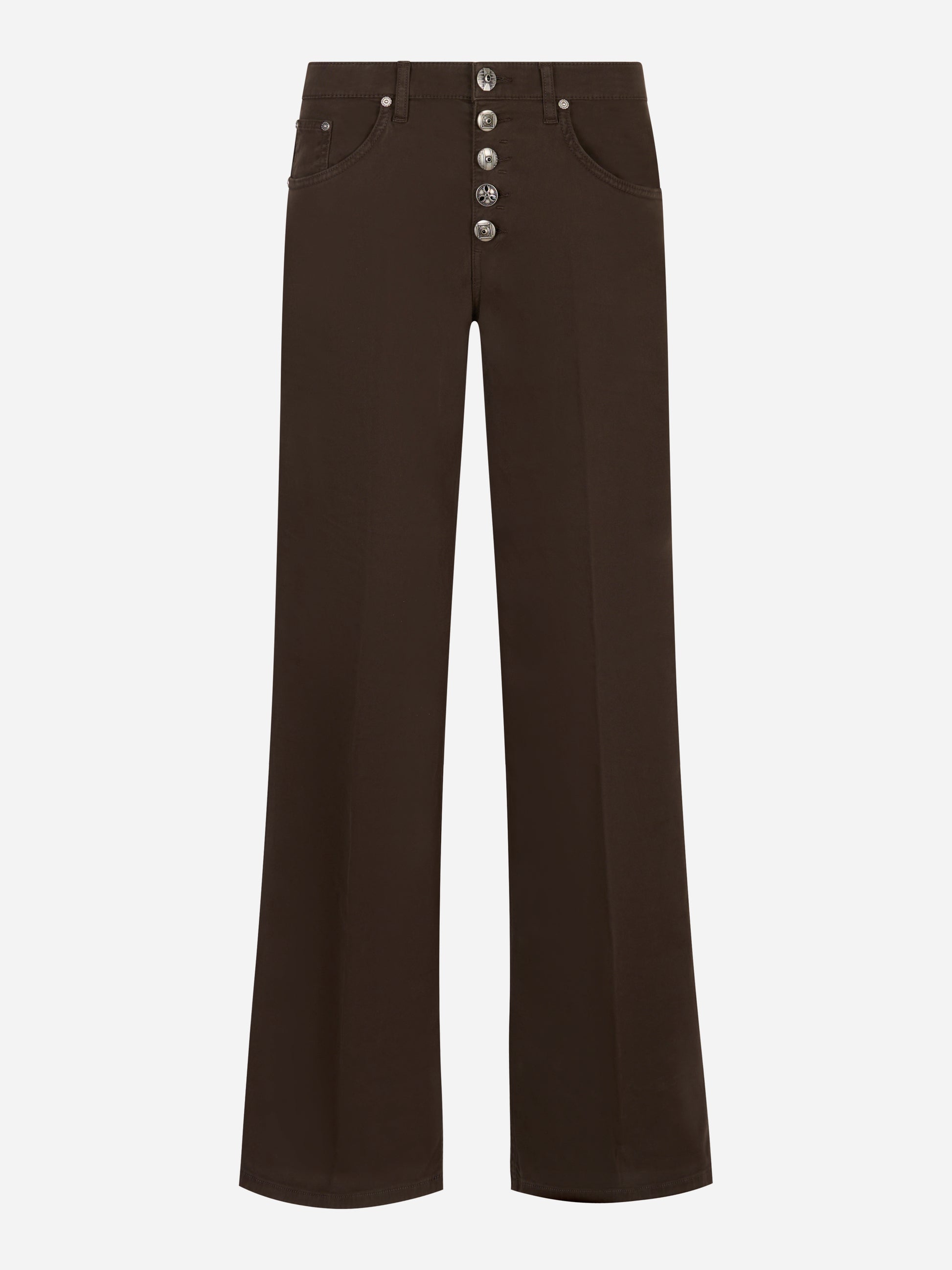 Jeans marrone Jacklyn a zampa con bottoni gioiello Dondup